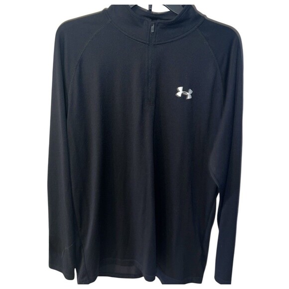 Under Armour Shirt Mens L Black Heat Gear Loose 1/4 Zip Pullover Workout Outdoor - Picture 1 of 9